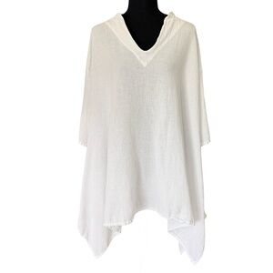 Oh My Gauze White Cotton V Neck Oversize Tunic Top -XXL -Beach Boho